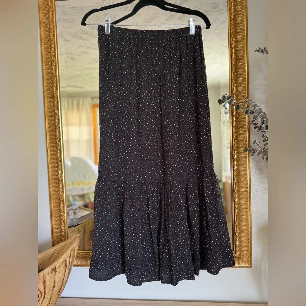 NWT Coach Black Tiered Maxi Skirt ✨ Designer Polka Dot Midi Flowy Luxury Chic
